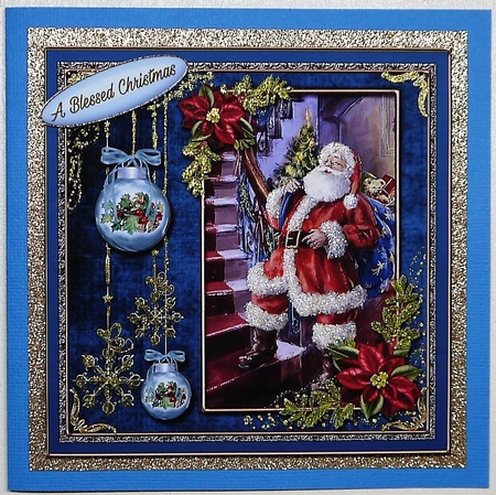 Happy Holidays Vintage Scene Blue 3 by Selina Dittmann