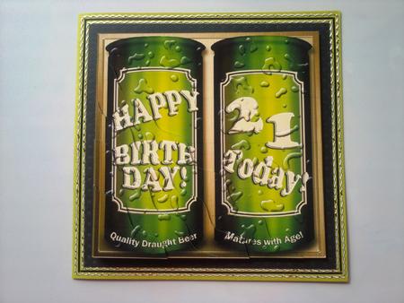 21st Birthday Beer Cans Wavy Corner Side Stacker Topper by Selina Dittmann