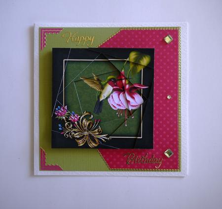 Hummingbird and Fuschia Triangle Spiral Edge Stacker by Selina Dittmann