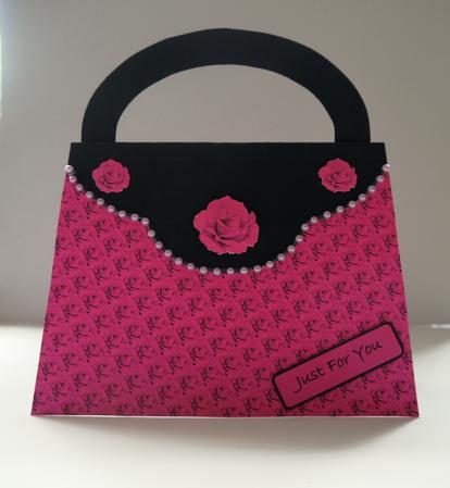 Pink Rose Handbag Card by Selina Dittmann