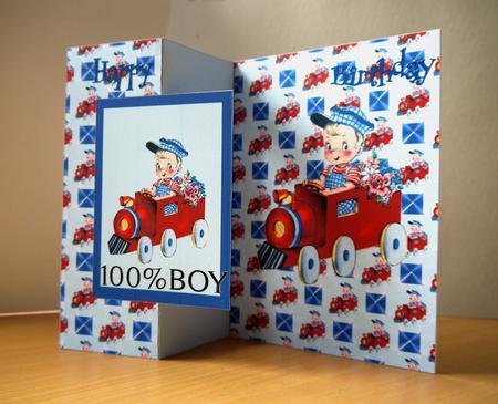 Little Boy in a Train Foldback Birthday Card by Selina Dittmann