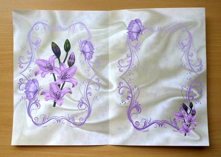 Lilac Lillies on Ecru Lace, Insert by Selina Dittmann