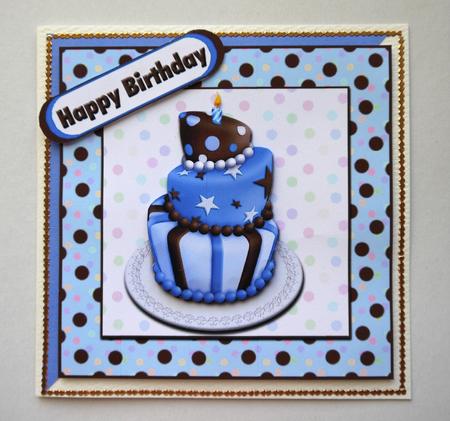 Blue Birthday Cake Ages 1-10 Square Card Front by Selina Dittmann