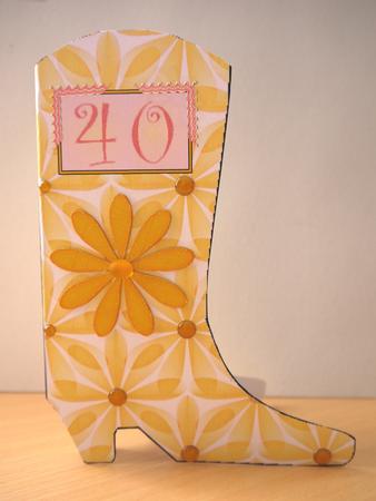 40th Female Birthday Boot Shaped Card by Selina Dittmann