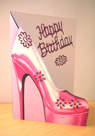 High Heel Shoe Print & Fold Shaped Card in Pink by Selina Dittmann
