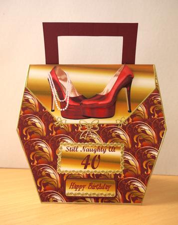 40th Red & Gold Swirl Handbag Card by Selina Dittmann