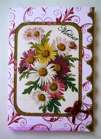 Crazy Daisies A5 Scallop Edge Card by Selina Dittmann