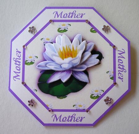 Water Lily Octagonal Quick Card with Decoupage by Selina Dittmann