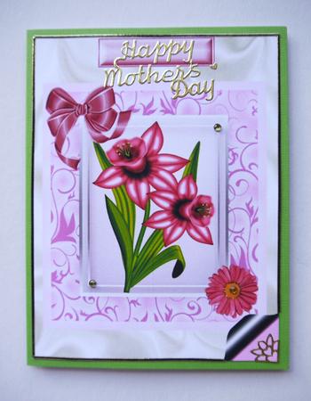Pink Daffodil on Cream Satin , A4 Topper by Selina Dittmann