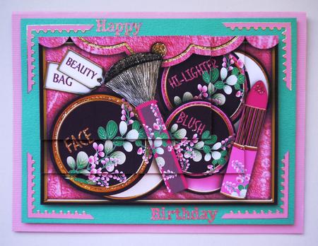 Pink Make Up Bag 7x5in One Corner Stacker by Selina Dittmann