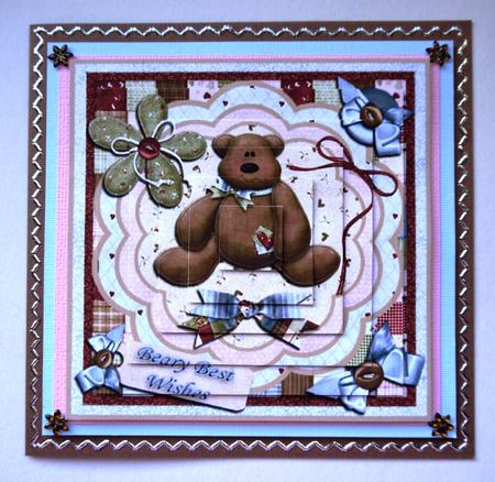 Beary Best Wishes Pyramid Card Front by Selina Dittmann