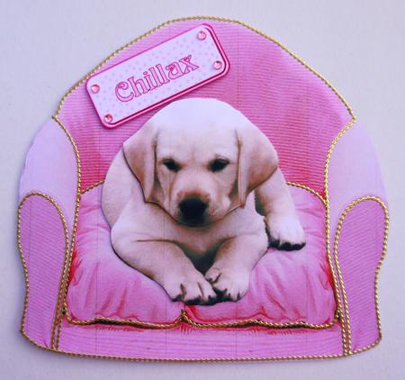 Golden Labrador Puppy on a Pink Chair by Selina Dittmann