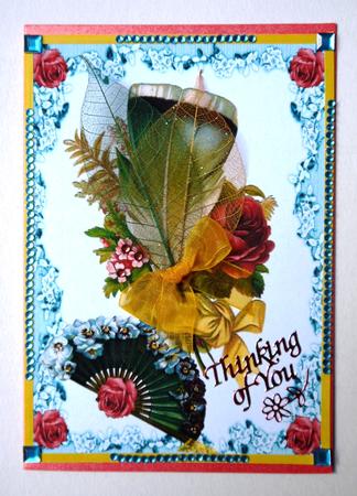 Feather & Fan with Roses A4 Topper by Selina Dittmann