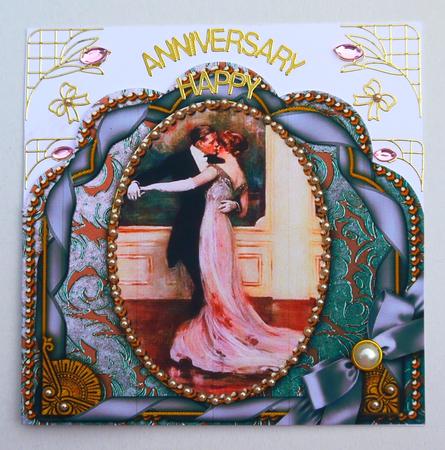 Dancing Couple Ornate Scalloped Folded Card by Selina Dittmann
