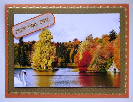 Autumn Fall Glory at Swan Lake - Diamond Pyramid Photo Card by Selina Dittmann