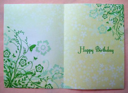 Green Butterflies and Swirls Happy Birthday Insert by Selina Dittmann