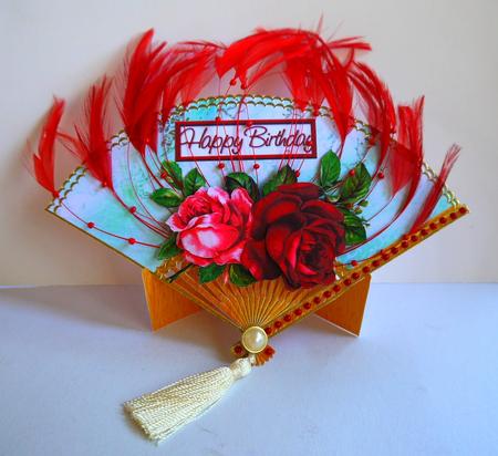 2 Rose's Fan & Stand by Selina Dittmann