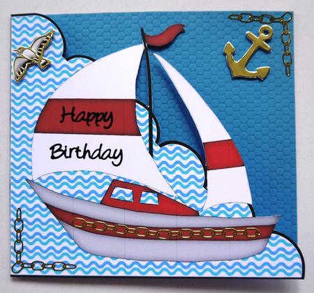 Red Yacht Cut and Fold Card by Selina Dittmann