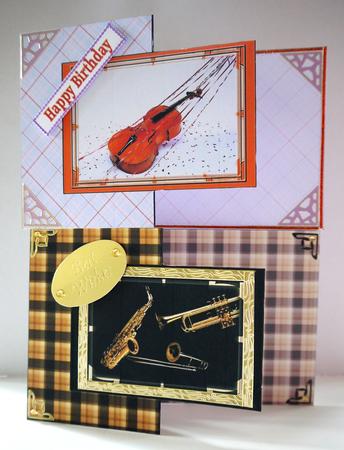 Two Musical Instrument A6 Fold Back Cards by Selina Dittmann