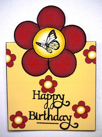 Bright Red Flower Over the Edge Card by Selina Dittmann
