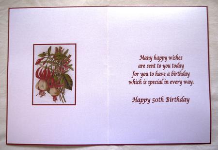 Pretty Floral 50th Birthday Insert by Selina Dittmann