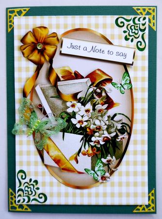 Flowers in Oval Frame with Butterflies A4 by Selina Dittmann