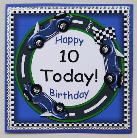 Blue Racing Car 10 Today Decoupage 3D Ring Sheet by Selina Dittmann