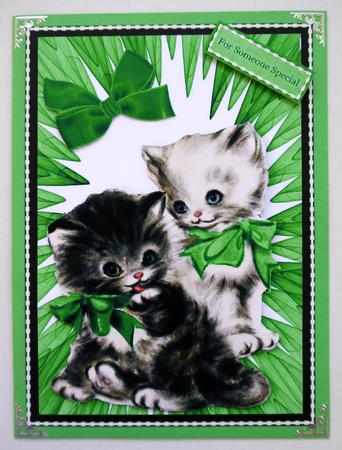 Cute Little Kitties in Green Bows by Selina Dittmann