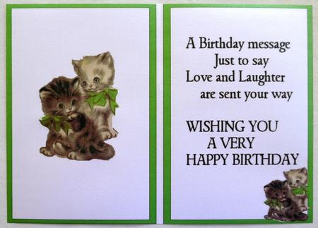 Cute Kitties with Green Bows, A5 Insert with Verse by Selina Dittmann