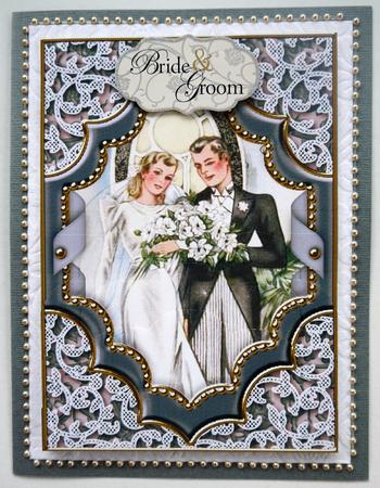 Bride and Groom Ornate 7x5in Scallop Bottom Stacker by Selina Dittmann