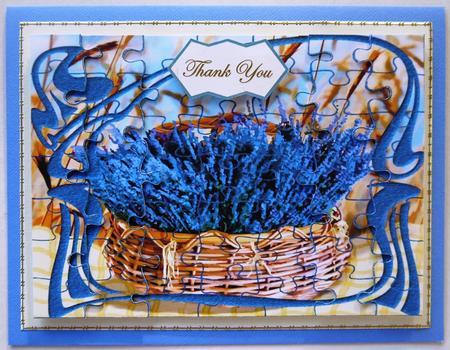 Framed Blue Lavender Basket Jigsaw Side Stacker by Selina Dittmann