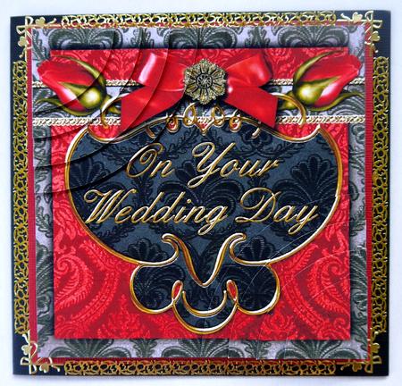 Double Rose Black Red Rose Wedding 6in Duo Corner Stacker by Selina Dittmann