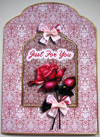 Just for You Pink Rose Scalloped Top Quick Card by Selina Dittmann
