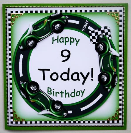 Green Racing Car 9 Today Decoupage 3D Ring Sheet by Selina Dittmann