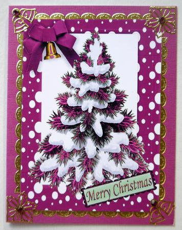 Christmas Tree in Pink Snow Frame A4 by Selina Dittmann