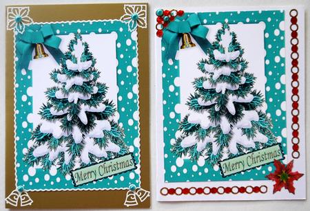 Christmas Tree in Turquiose Snow Frame A4 by Selina Dittmann