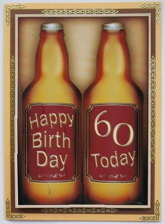 A5 60th Birthday Beer Gift Set Scallop Corner Side Stacker by Selina Dittmann