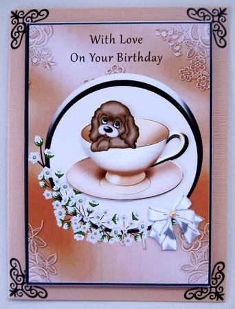 Puppy in Peach Teacup by Selina Dittmann