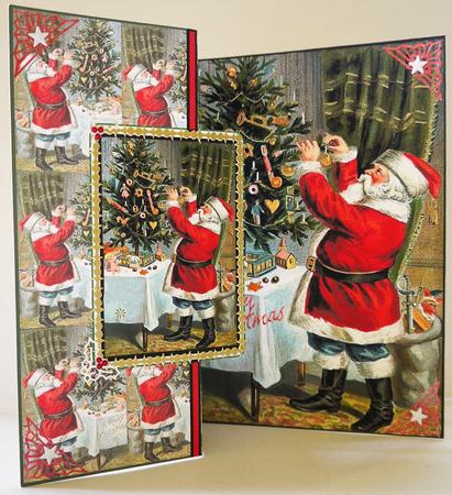 Santa at the Christmas Tree Foldback Card. by Selina Dittmann