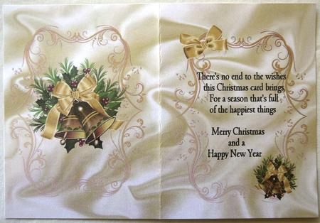 Gold Christmas Bells on Satin, A5 Insert with Verse by Selina Dittmann
