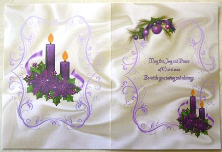 Christmas Purple Candles with Bows, A5 Insert by Selina Dittmann