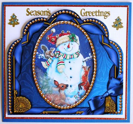Snowman Ornate Scalloped Card Front and Frame by Selina Dittmann