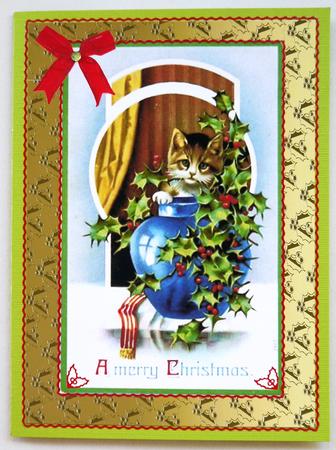 Vintage Christmas Kitten A4 by Selina Dittmann