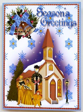 Church with Carol Singers in the Snow, A4 by Selina Dittmann