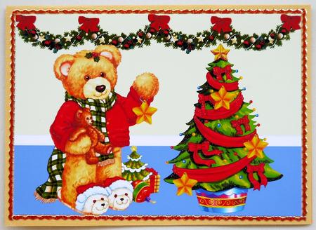 A4 Teddy Bear in Teddy Slippers Decorating the Xmas Tree by Selina Dittmann
