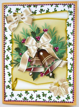 Christmas Gold Bells with Cream Bow, A4 by Selina Dittmann