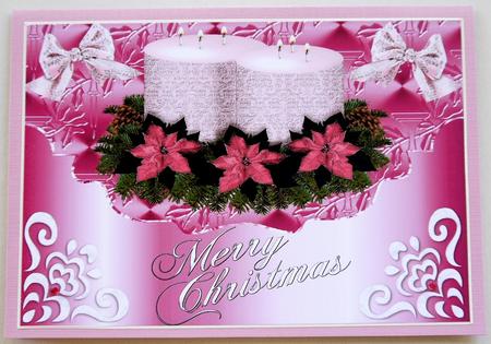 Pink Christmas Candles with Bows A4 by Selina Dittmann