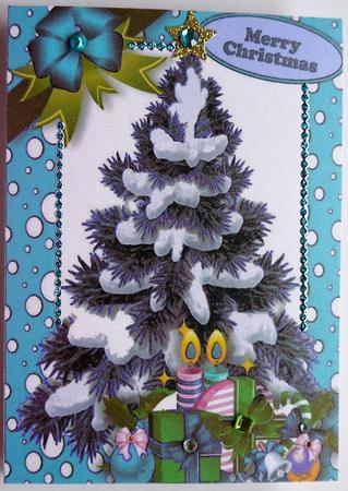 Christmas Tree in Turq Snow Frame A5 Card by Selina Dittmann