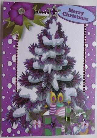 Christmas Tree in Pink Snow Frame A5 Card by Selina Dittmann
