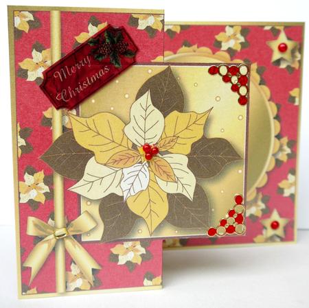 Cream Poinsettia Fold Back (red) by Selina Dittmann